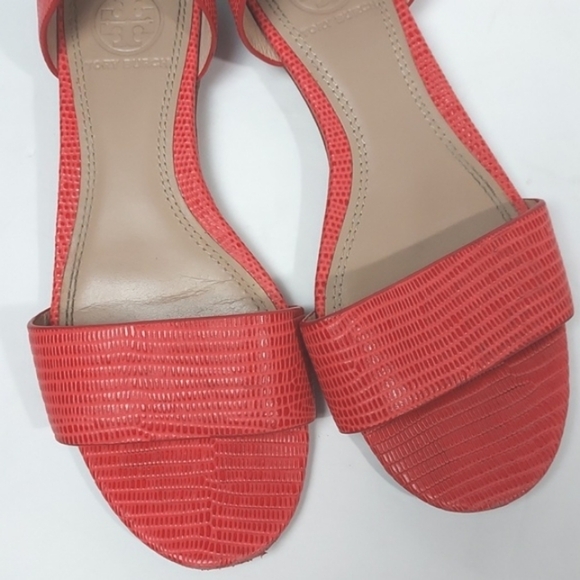 TORY BURCH Savannah Micro Tejus Embossed in Melon Flats Sandals Size 5.5 - Picture 7 of 15